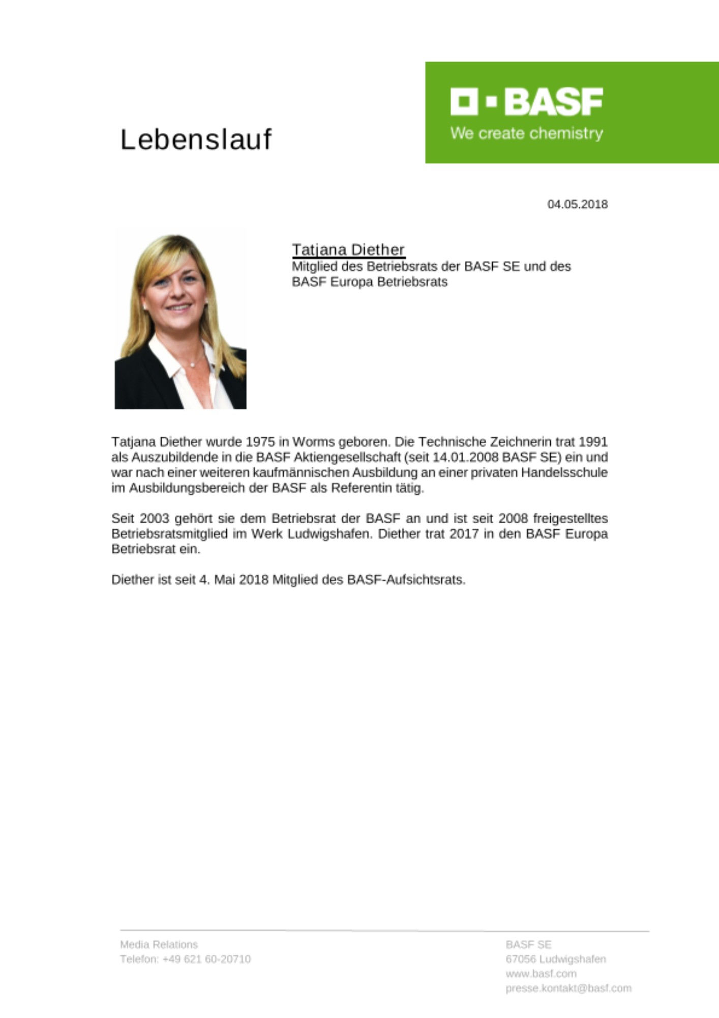 Lebenslauf - Tatjana Diether